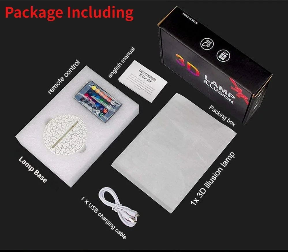 3D Bicycle Night Light 7 Color Illusion LED USB Night Lamp for Bedroom