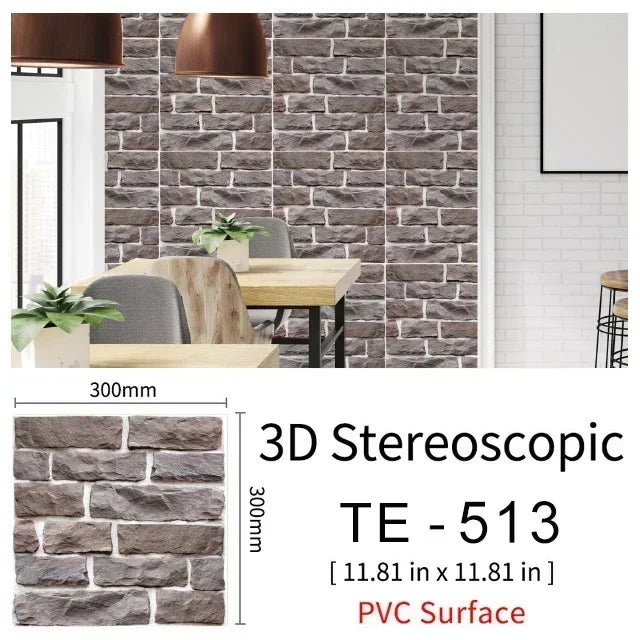 10/20PCS Imitation Brick Tile cobblestone Wall Stickers Water and Oil Proof for Kitchen Restaurant Tea room Relaxation area etc.