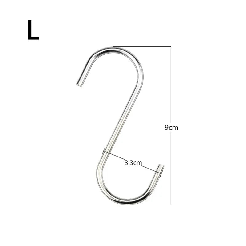 5/10Pcs S-Shape Hook Stainless Steel Clothes Bags Towels Plants Hanging Rack Multi-function Kitchen Bedroom Railing Hanger Hook
