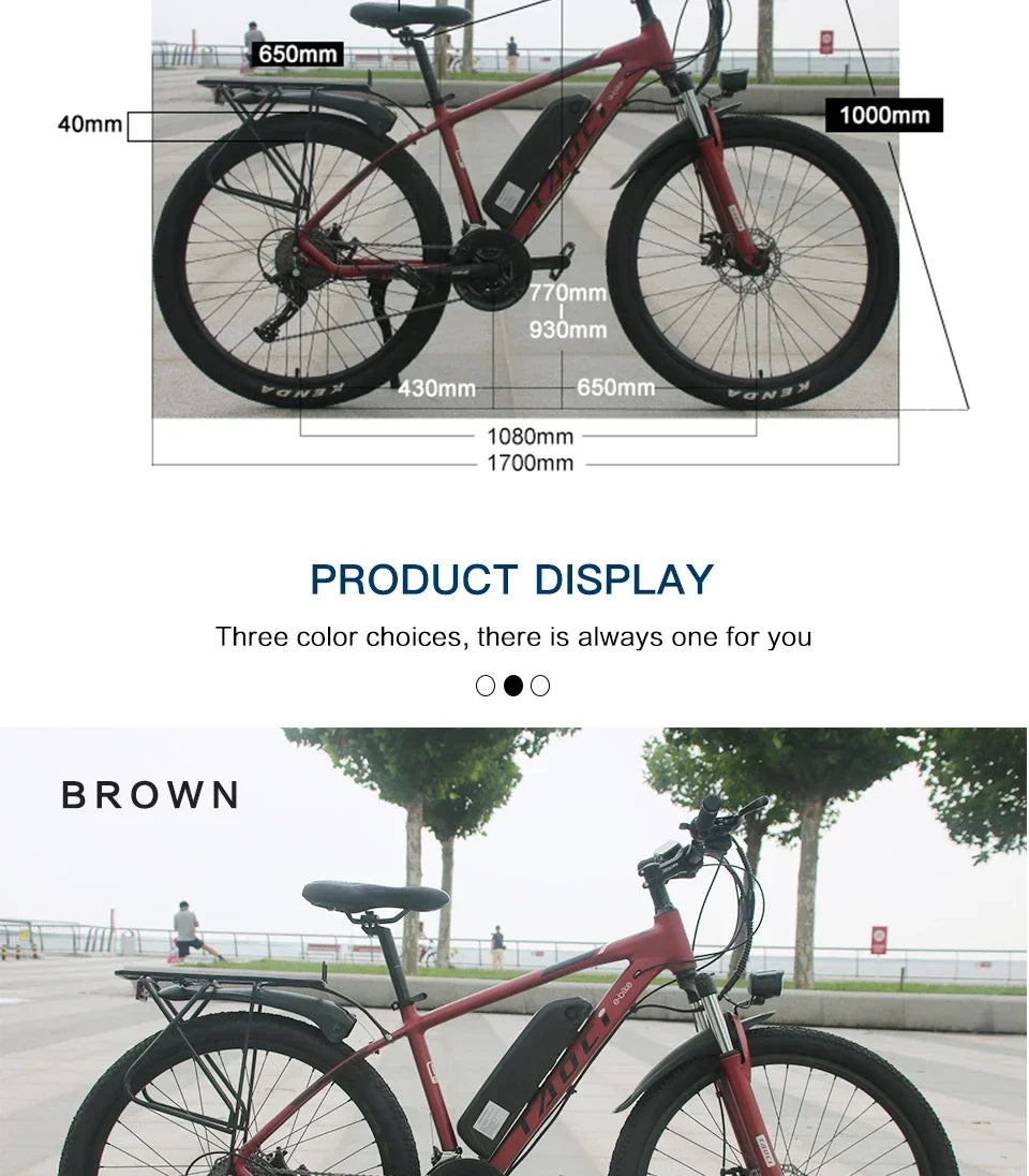 AKEZ style Electric Bicycle 350W Brushless motor 36V13AH Lithium Battery E Bike 26 Inch tire City commuting Adult Electric Bike