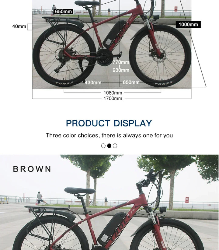 AKEZ style Electric Bicycle 350W Brushless motor 36V13AH Lithium Battery E Bike 26 Inch tire City commuting Adult Electric Bike