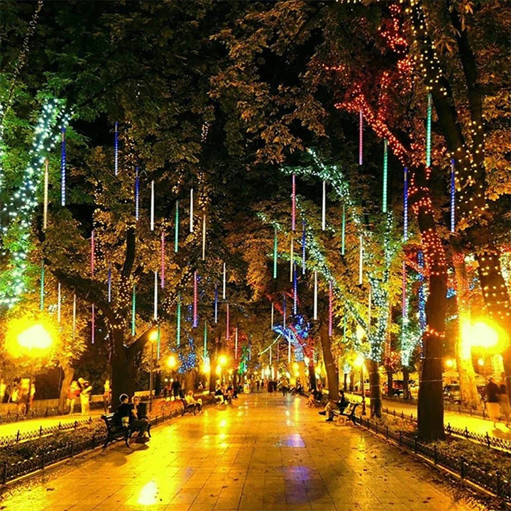 30/50cm Solar Meteor Shower LED Holiday Fairy String Light 8 Tubes Outdoor Waterproof Garden Street Garland