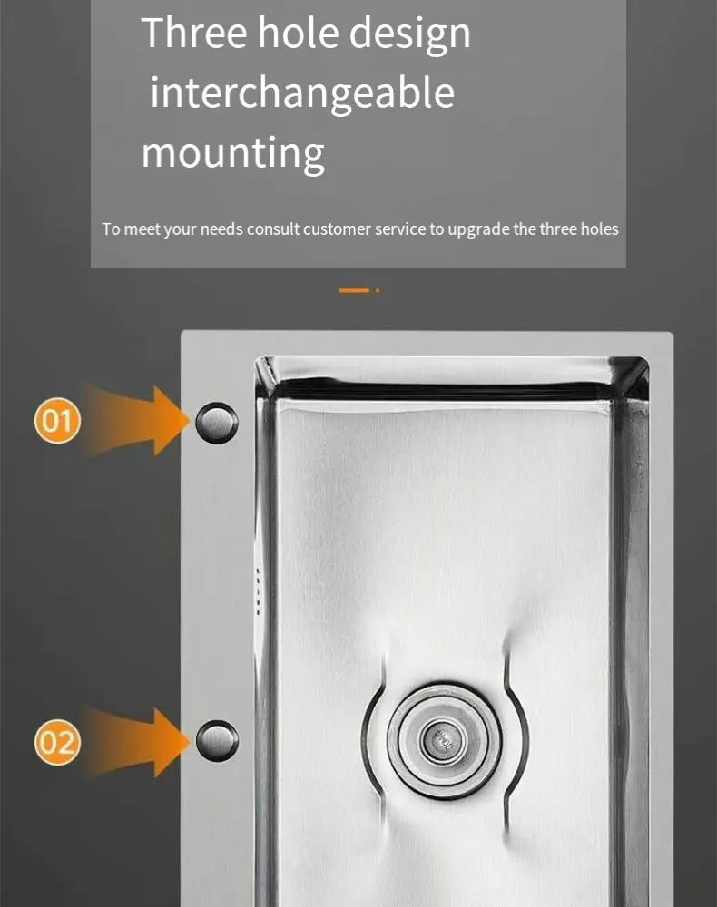 Thickened 304 Stainless Steel Single Sink Kitchen Sink Undermount Dishwashing Trough