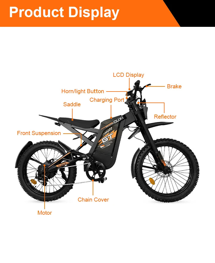 STLF  Factory Wholesale Cheap Price Electric Mountain Bike Steel Frame Lithium Battery Ebike Electric Dirt Bike GT2000 for A