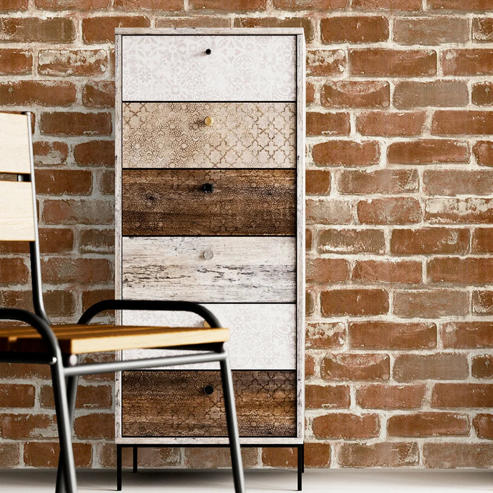 Self sticking PVC retro nostalgic imitation brick texture brown red brick self-adhesive wallpaper for home decoration vinyl film