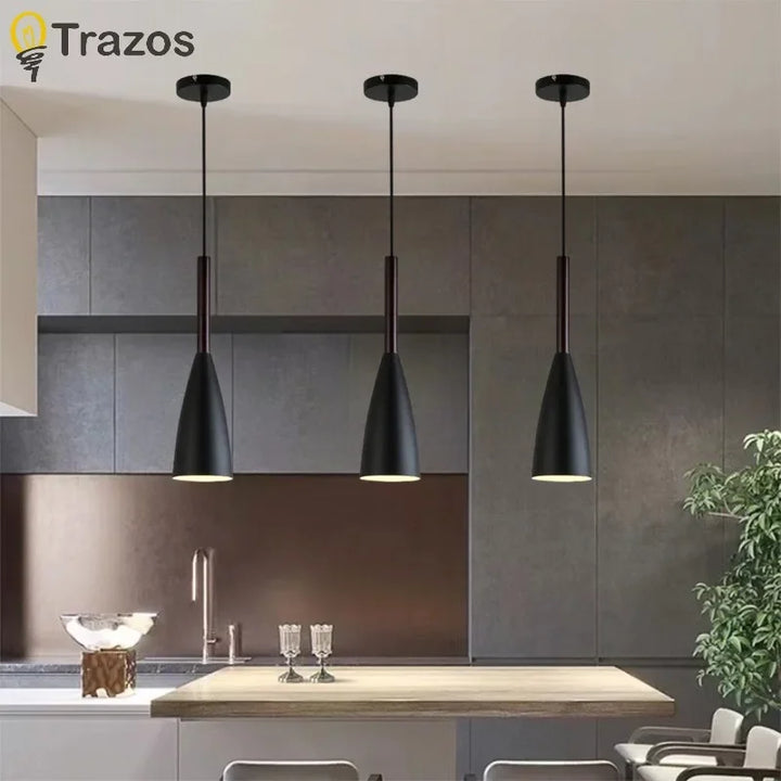 Nordic Style Simple Modern Single Head Three Head Home Black and White Gray Restaurant Lamp Bedroom Lamp Bar Small Chandelier