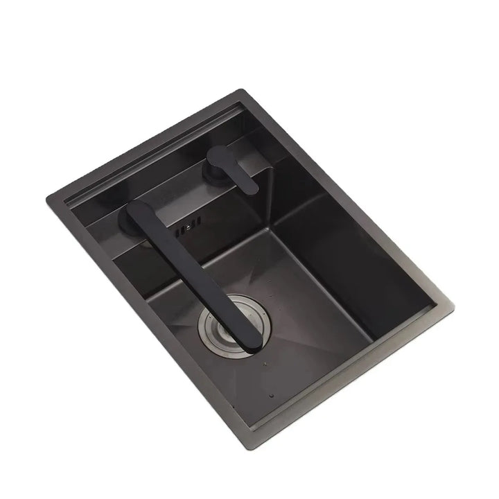 Nano Hidden Bar Kitchen Sink Black Folding Faucet Mini Small Single Bowl Wash Basin Stainless Steel Soap Dispenser Accessories