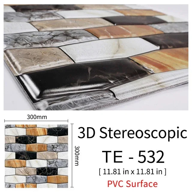 15PCS Wall Sticker Waterproof PVC imitation brick Wallpapers for TV walls living room bedroom kitchen kids rooms painted surface