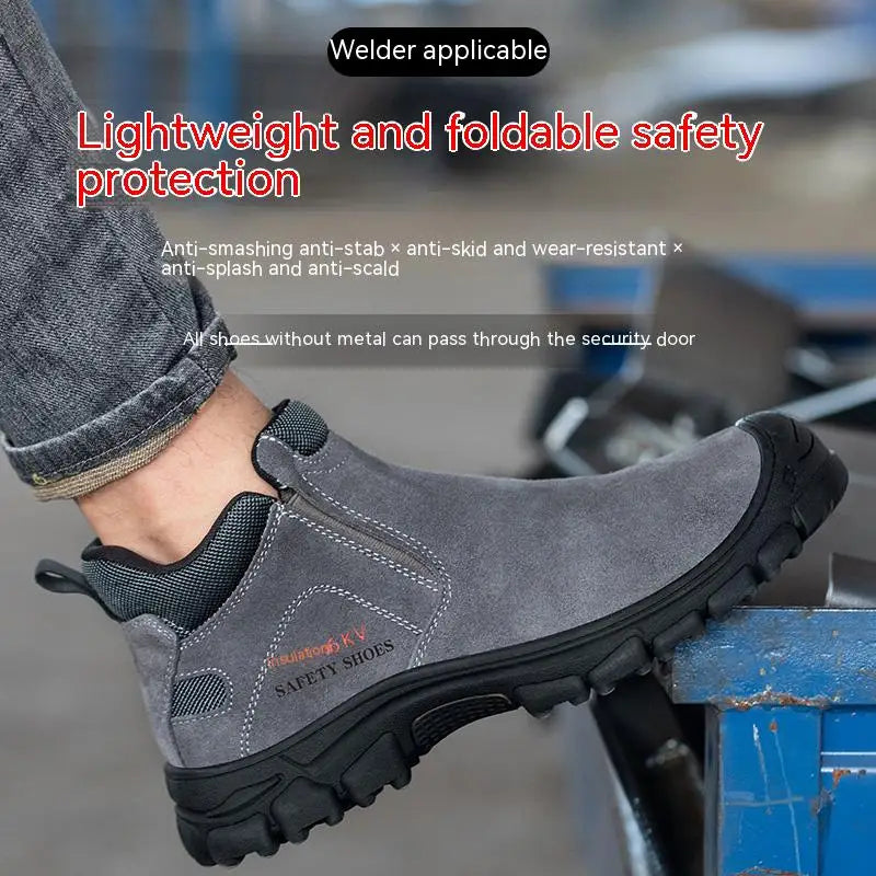 Mens Steel Toe Safety Shoes Breathable Soft Non Slip Work Boots Protective Comfortable Footwear for Men Insulation 6KV Shoes