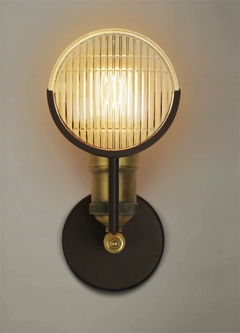 Vintage Wall Lamp Designer Bedside Aisle Coffee Bar Glass Shade Industrial Lighting LED Wall Light Indoor Retro Sconce Lights