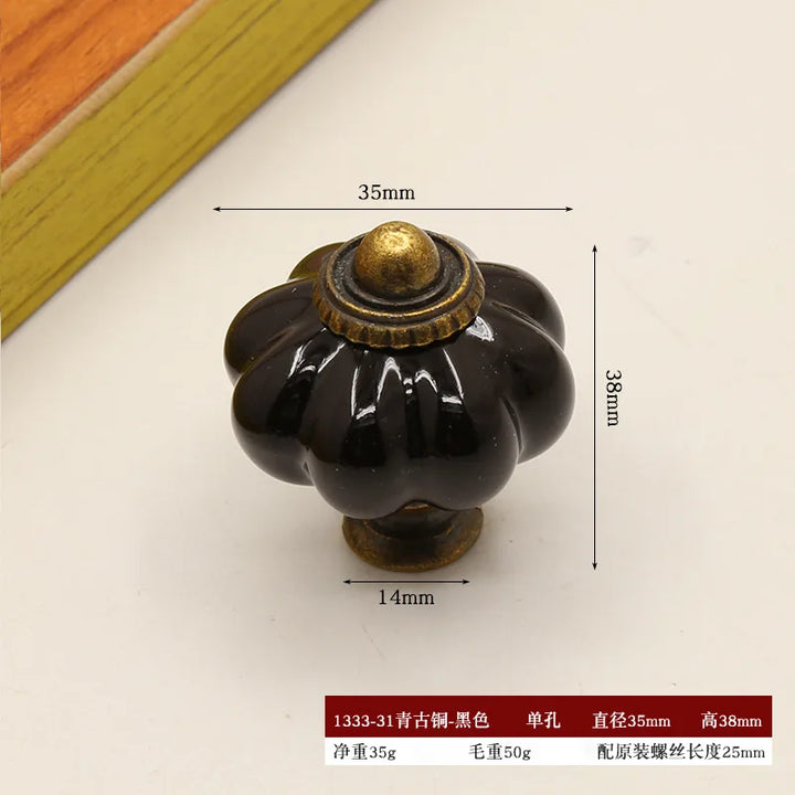 Pure Hand-painted Garden Ceramic Pumpkin Pull Hand-painted Classic Handle Drawer Cupboard Closet Door Single Hole