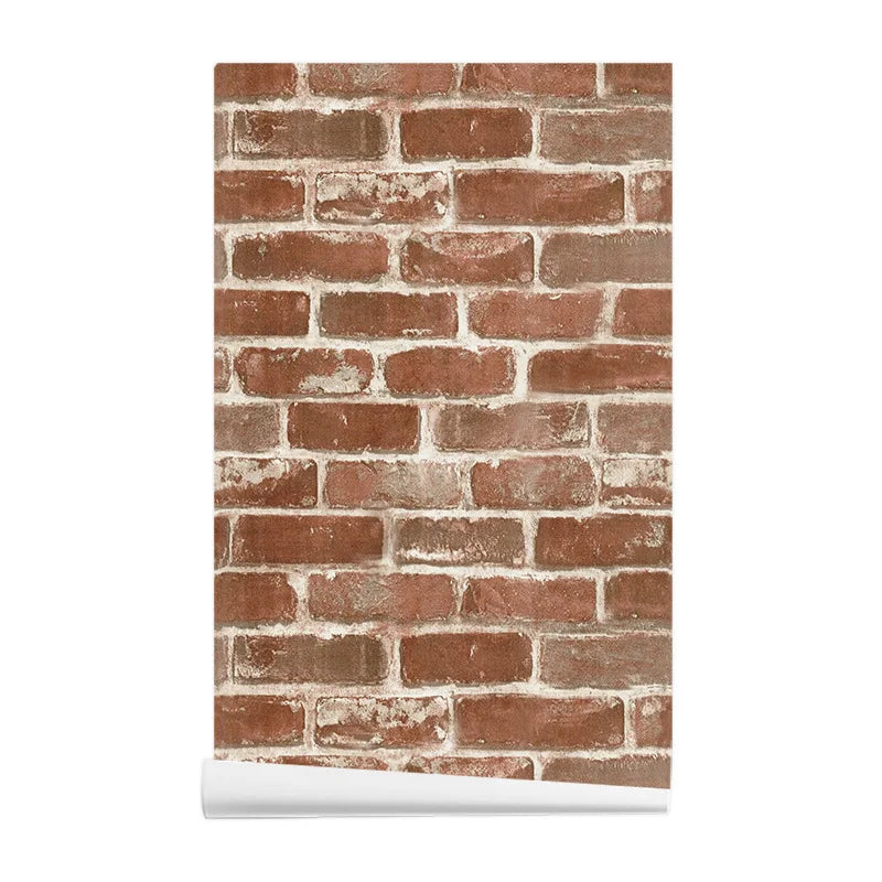 Self sticking PVC retro nostalgic imitation brick texture brown red brick self-adhesive wallpaper for home decoration vinyl film