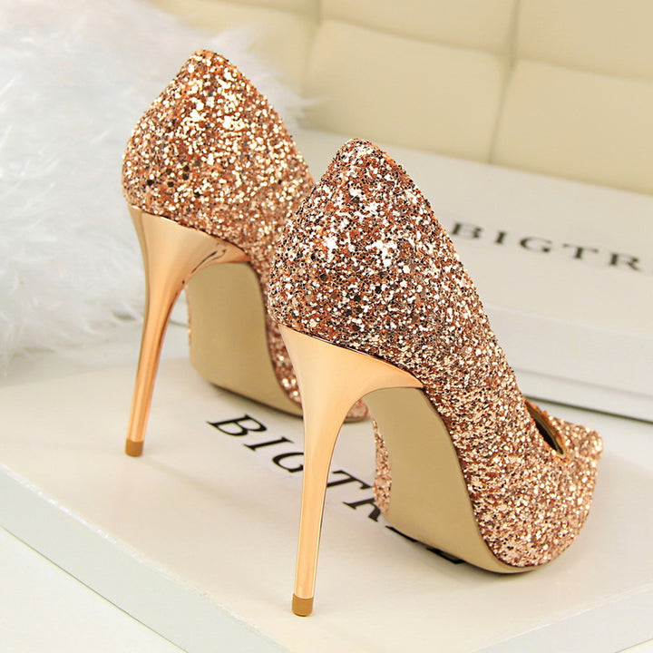Women 7cm 9.5cm High Heels Bling Pumps Sparkly Heels