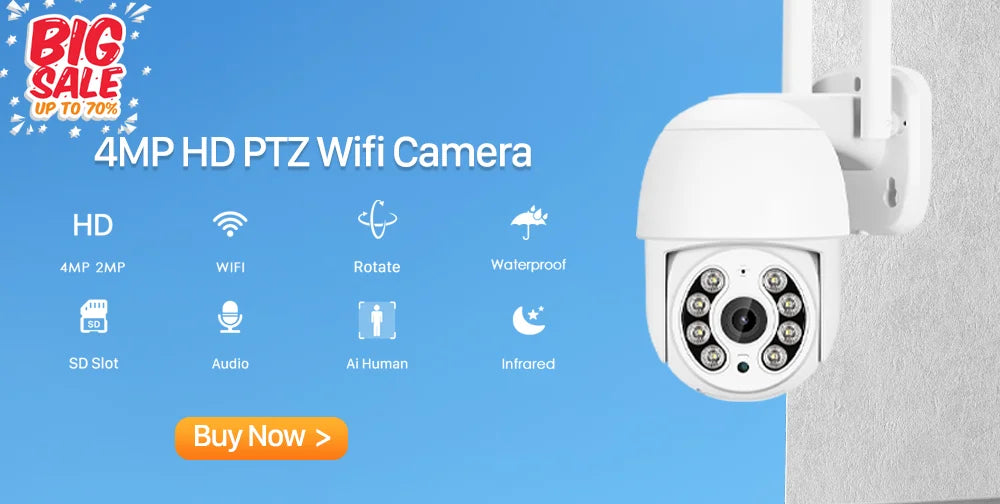 YCC365 Plus Wifi Camera Outdoor 1080P HD CCTV Security Camera PTZ 4x Zoom Waterproof Speed Dome Wireless Surveillance Camera