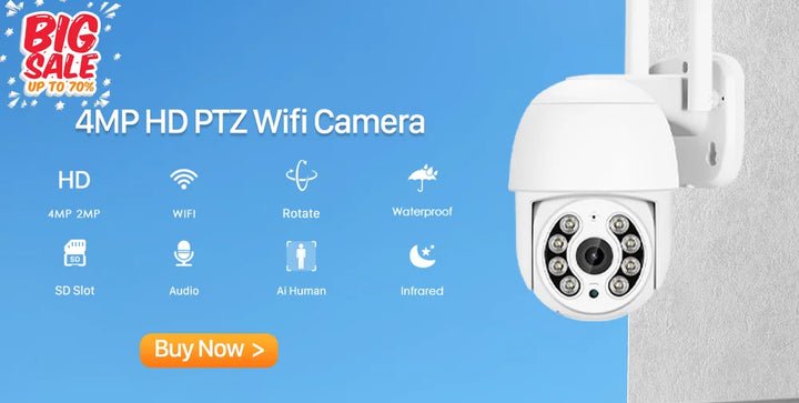 YCC365 Plus Wifi Camera Outdoor 1080P HD CCTV Security Camera PTZ 4x Zoom Waterproof Speed Dome Wireless Surveillance Camera
