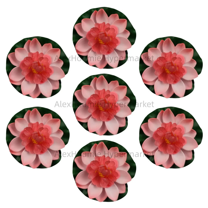 7 PCS Artificial Floating Foam Lotus Flower with Water Lily Pad Lifelike Ornament Perfect for Home Garden Pond Decor Decorations