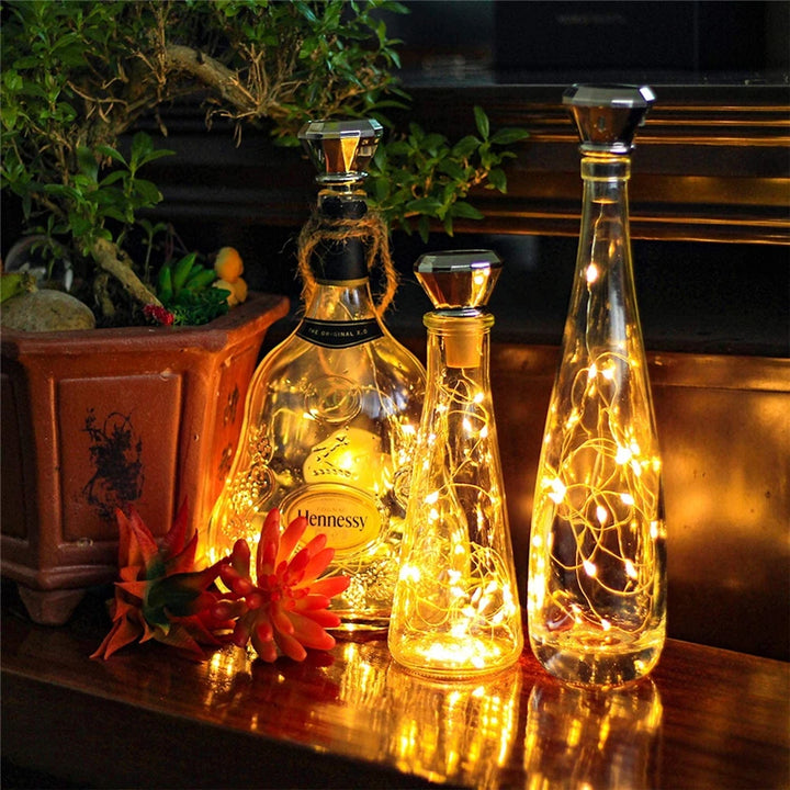 Updated Solar Wine Bottle Lights 2M 20 LED Copper Wire Fairy Garland String Lights 4/8/10 Pack