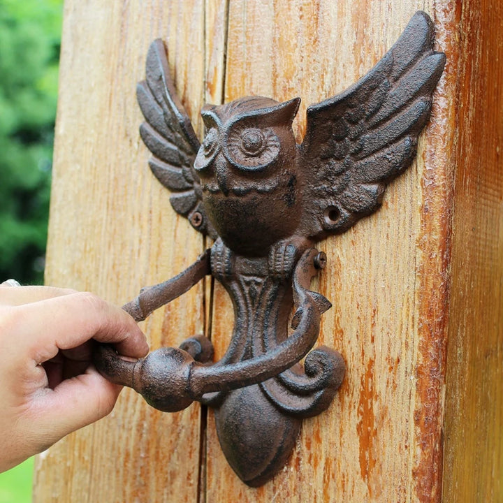 American Style Iron Knocker Crafts Vintage Owl Door Knocking Antique Door Handle Garden Home Wall Decoration