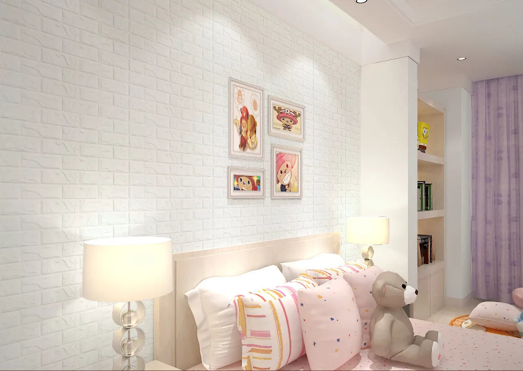 10Pcs Self-Adhesive 3D Wall Sticker DIY Brick Stickers Home Kids Room Kitchen Ceiling Decor No Odor No Pollution Wallpaper 70X77