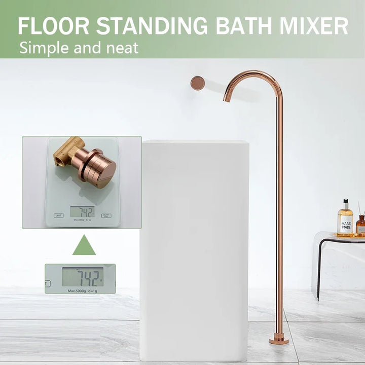 Floor Standing Bathtub Faucet Brass Body Hot Cold Mixer with Handle Rose Gold Independent Faucet Chrome Grey Black