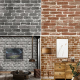 Self sticking PVC retro nostalgic imitation brick texture brown red brick self-adhesive wallpaper for home decoration vinyl film
