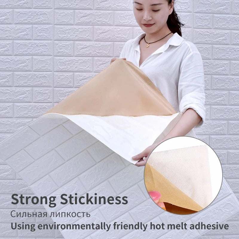 10Pcs Self-Adhesive 3D Wall Sticker DIY Brick Stickers Home Kids Room Kitchen Ceiling Decor No Odor No Pollution Wallpaper 70X77