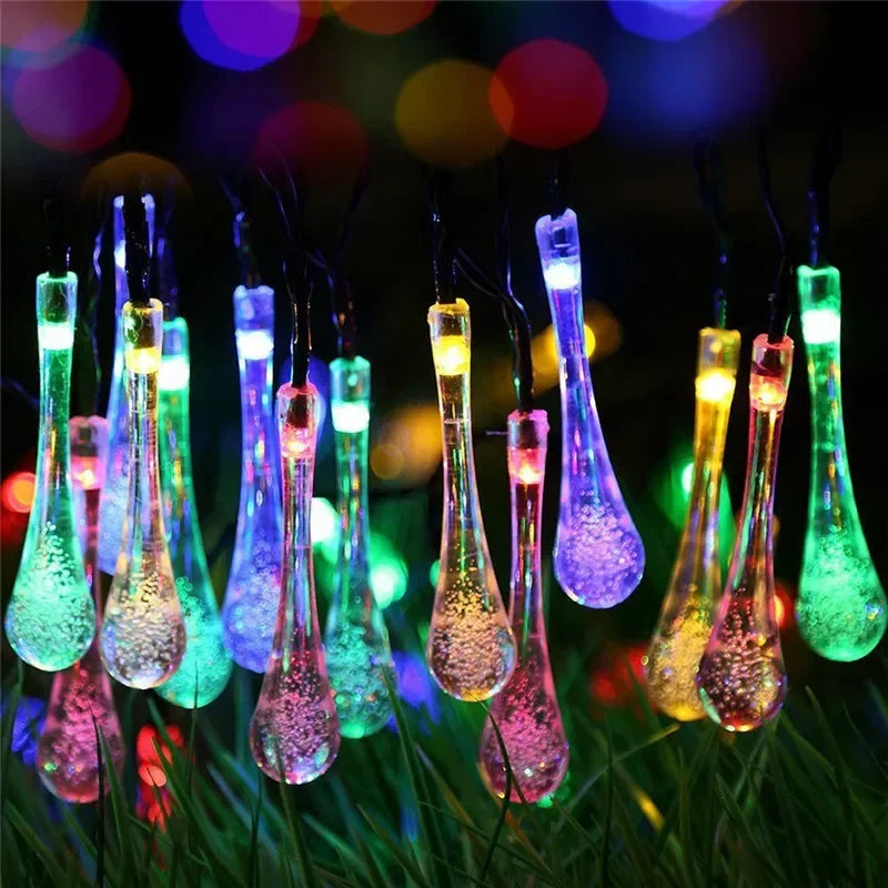 Water droplets Solar String Lights led Waterproof Outdoor Decoration garland