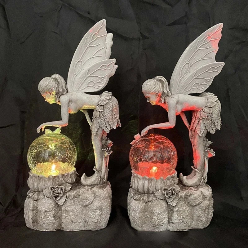 Fairy Garden Solar Flashing LED  Resin Garden Statue Outdoor Decoration