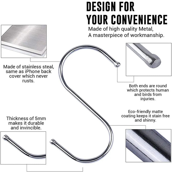 5/10Pcs Stainless Steel S-Shape Hook Multi-function Railing Hanger Clasp Holder Bedroom Kitchen Bathroom Hanging Storage Tools