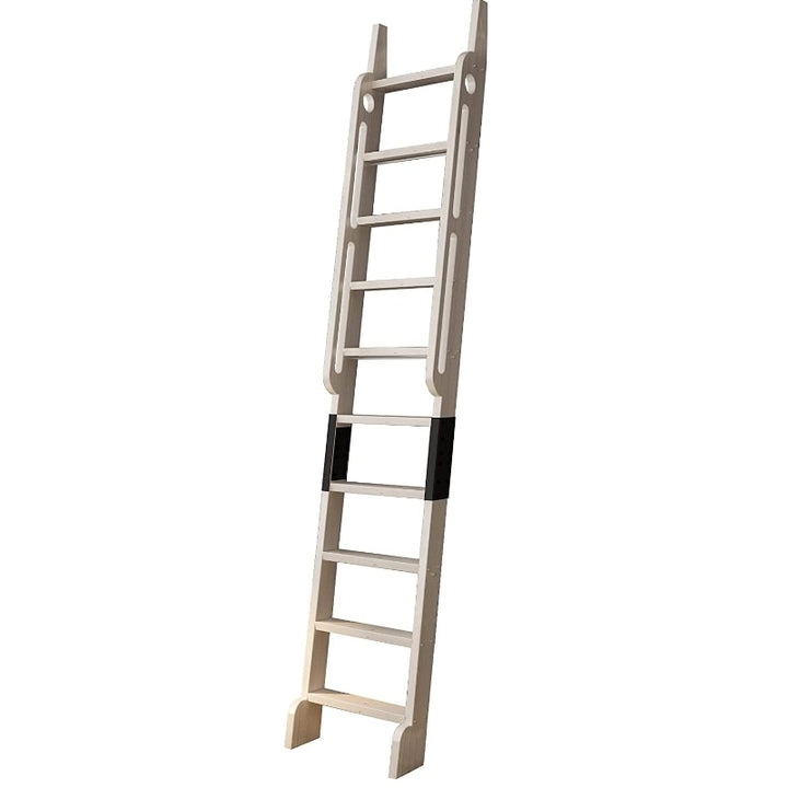 120" Unfinished Rolling Library Step Ladder, Pine Wood Ladder with Glab Handle,No Sliding Hardware,for Loft Stairs/Bookshelf