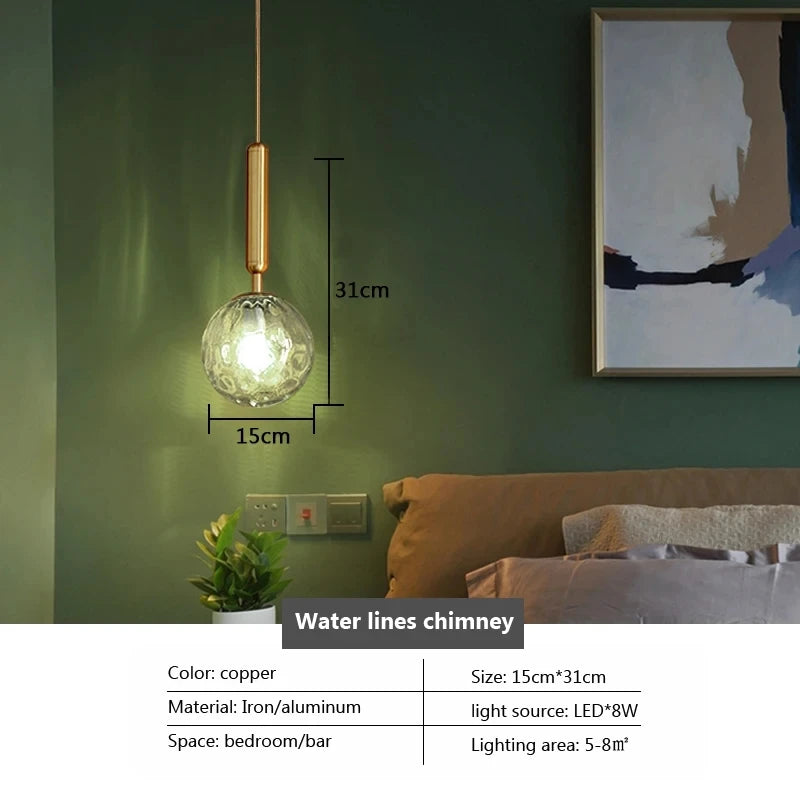 Nordic Glass Pendant Light Modern Brass Creative minimalist Chandelier For Dinning Room E27 Transparent Lampshade For Restaurant