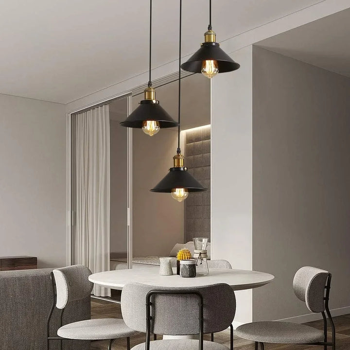 JOYINLED Industrial Chandelier Vintage Retro Black Pendant Light Shade Loft Iron Umbrella Kitchen Bar Hanging Ceiling Light