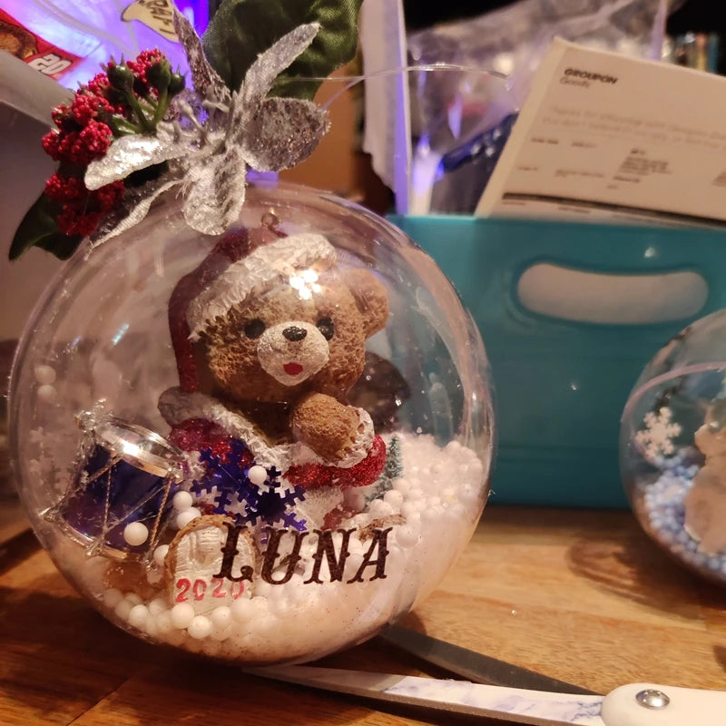 4-10CM Christmas Transparent Ball Plastic Fillable Bauble Xmas Tree Hanging Ornaments Decoration