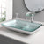 KEMAIDI Big Tempered Glass Basin Sink Washbasin Bathroom Vessel Sinks Counter Top Bowl Washroom Vessel Vanity Sink Faucet Set