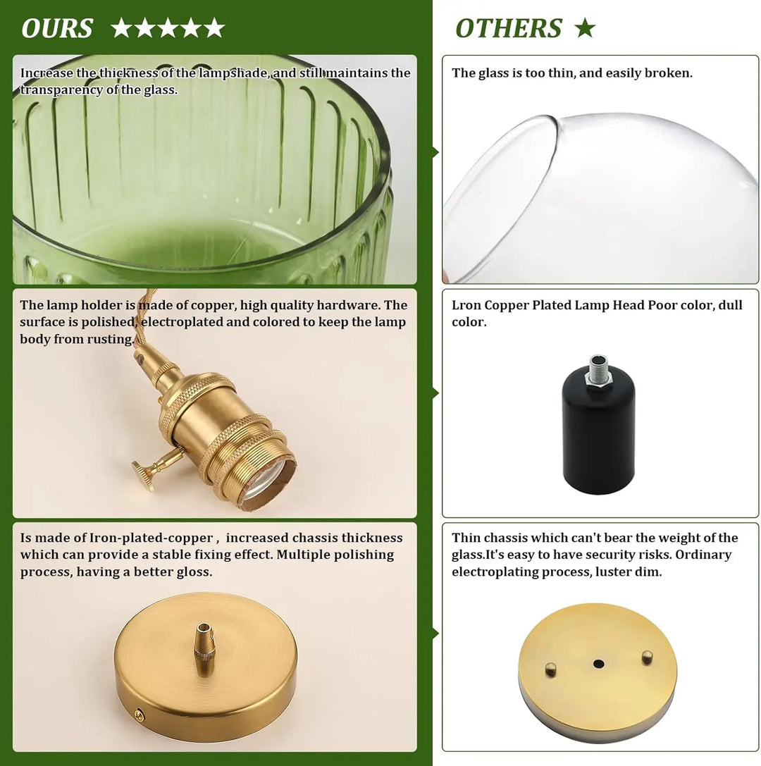 Hanging lamp glass pendant light E27 striped pendant light suitable for dining rooms, kitchens, cafes, bedside pendant lights