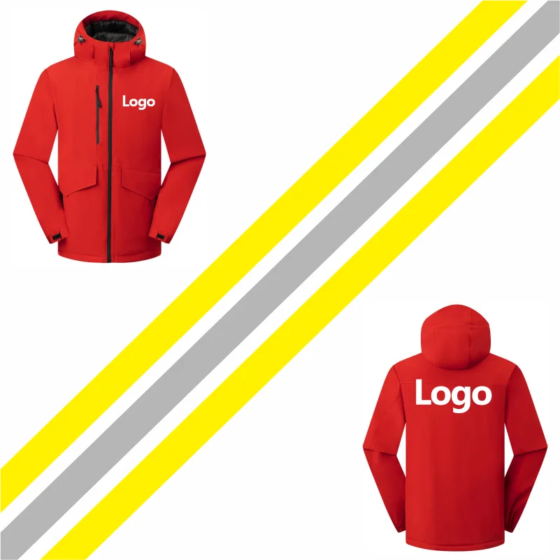 Winter Jacket Custom Logo Thick Velvet Warm Coat Men Women Windproof Hooded Outdoor Casual Mountaineering Overcoat ELIKE