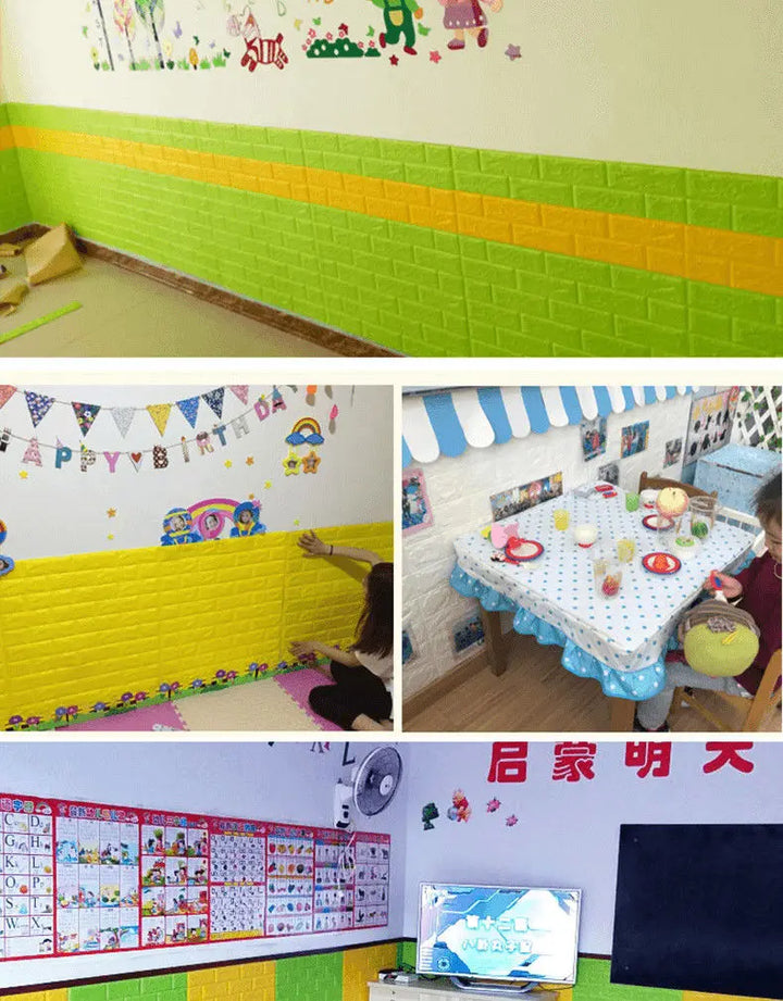 5/12PCS Self Adhesive Wallpaper Peel And Stick 3D Wall Panel Living Room Brick Stickers  Brick Paper Home Decor