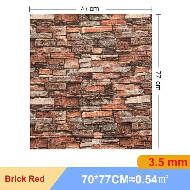 10Pcs Self-Adhesive 3D Wall Sticker DIY Brick Stickers Home Kids Room Kitchen Ceiling Decor No Odor No Pollution Wallpaper 70X77