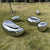 Stainless Steel Mirror Stone Table and Chairs Sculpture, Garden Park, Square Shop, Shopping Mall, Hotel, Art Ornaments