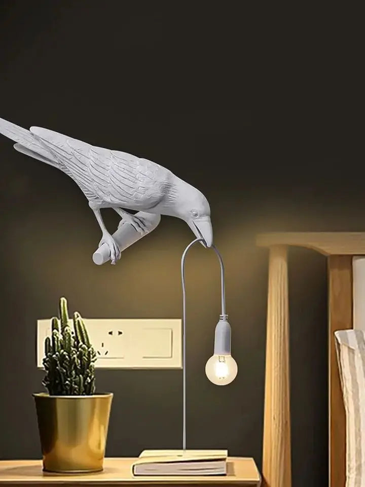 Resin Lucky Bird Crow Wall Lamp Table Lamp Night Light Bedroom Bedside Living Room Wall Lamp Home Decoration(Free bulb)
