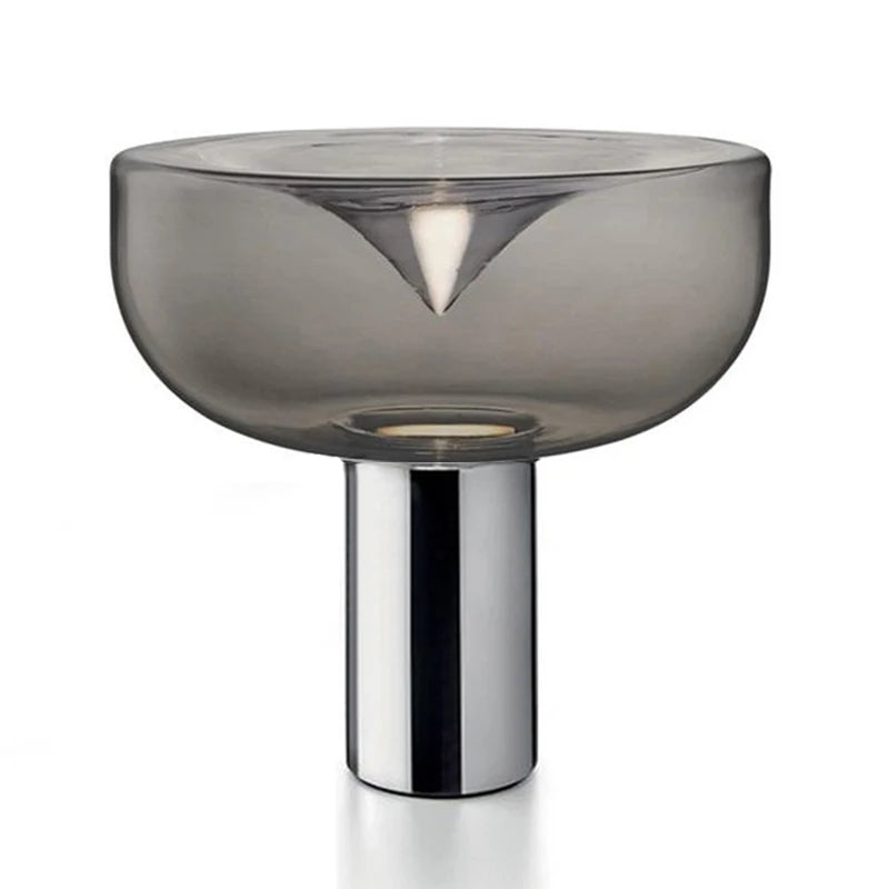 Nordic Clear Glass Table Lamp Creative Swirl Design Gold Hardware Plating Smoky Gray Bedroom Decoration LED E27 Desk Lamp