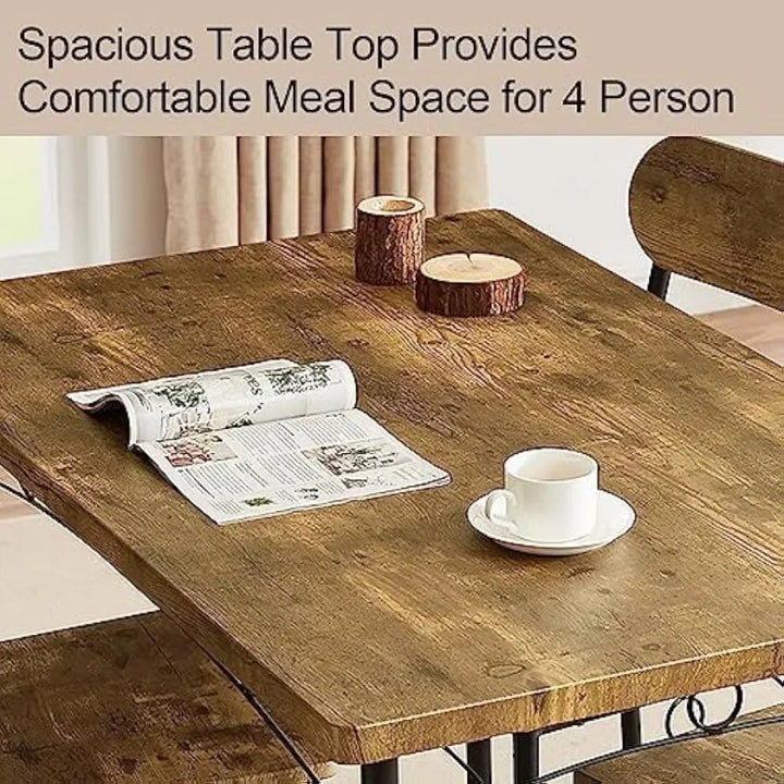 Simple Dining Table Set 5 Piece Dinette With Chairs For Kitchen, Breakfast Nook And Small Space, Brown, Table & Chair For 4