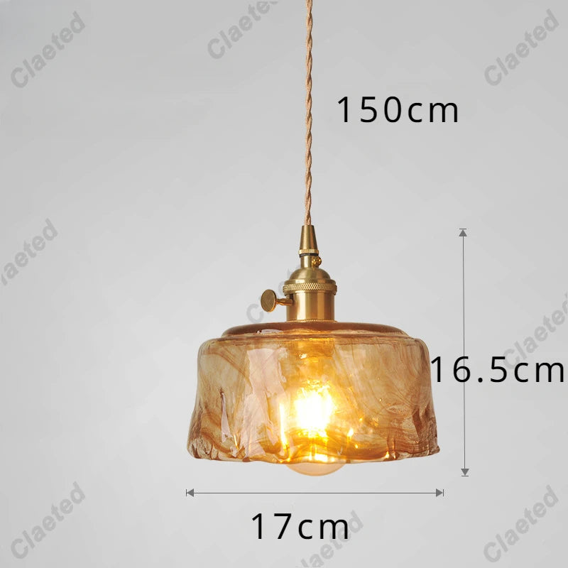 IWHD Modern Copper Glass LED Pendant Lamp Switch Living Room Bedroom Green Amber White Nordic Hanging Lights