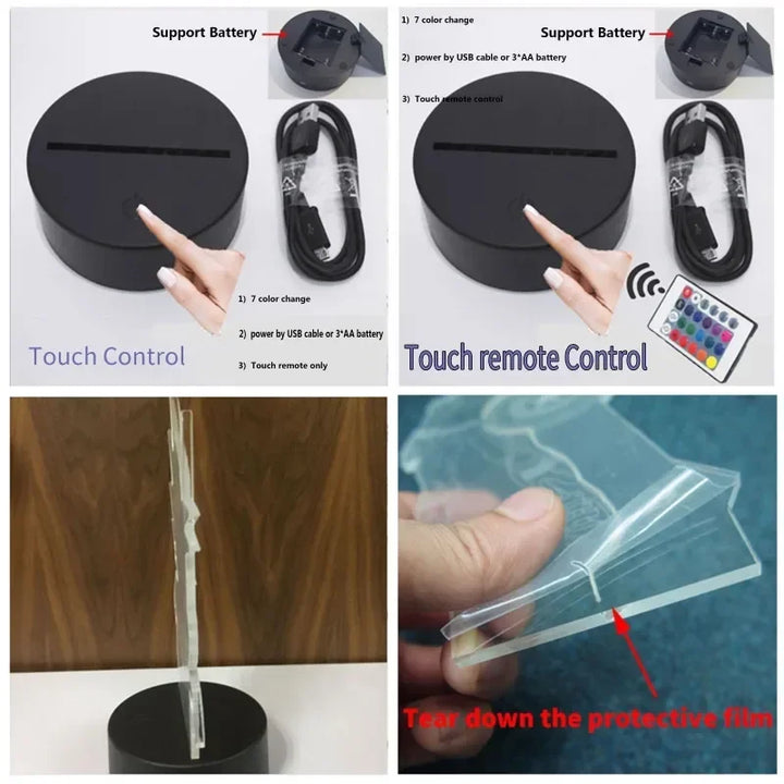 3D Bicycle Night Light 7 Color Illusion LED USB Night Lamp for Bedroom