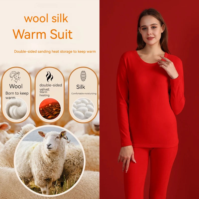 Autumn Winter New Men's Cashmere Silk Soft Comfortable Warm Underwear with Thickened Plush Set for Men Women Thermal Clothing