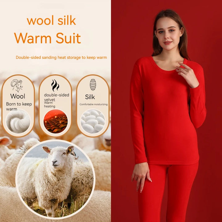 Autumn Winter New Men's Cashmere Silk Soft Comfortable Warm Underwear with Thickened Plush Set for Men Women Thermal Clothing