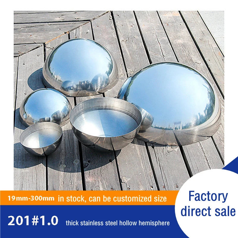 201#1.0mm 19mm-300mm Stainless Steel Mirror Decorative Hemisphere Home Hotel Shopping Mall Park Square Bar Decorative Half Ball