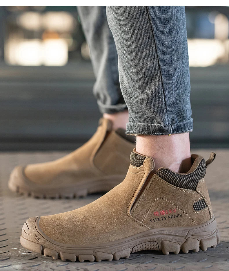 Mens Steel Toe Safety Shoes Breathable Soft Non Slip Work Boots Protective Comfortable Footwear for Men Insulation 6KV Shoes