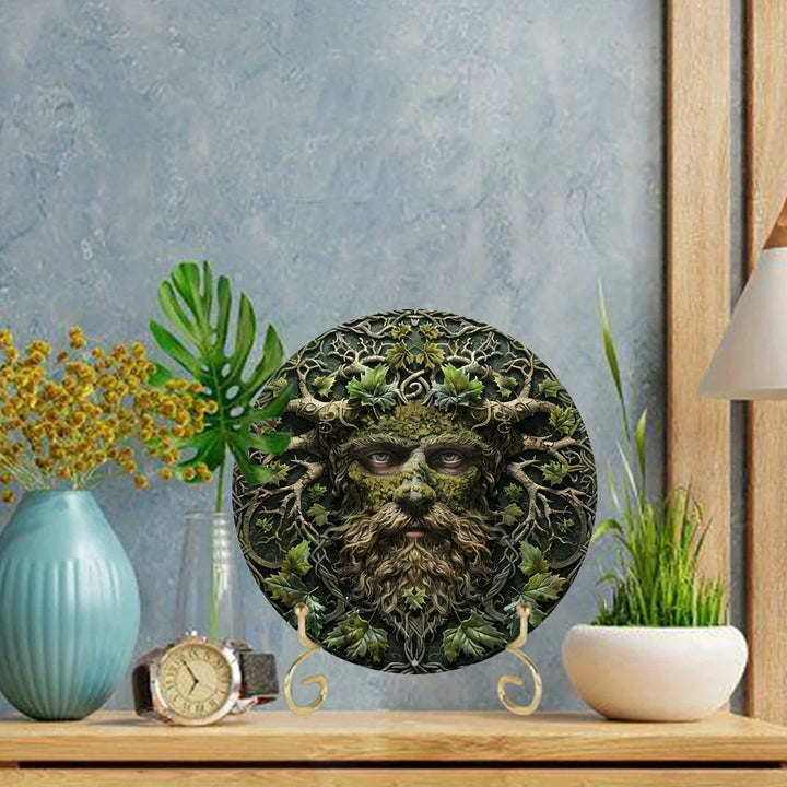 Round Aluminum Metal Decor Sign, 2D Flat Print, Forest Elf Themed Wreath, Outdoor Decoration