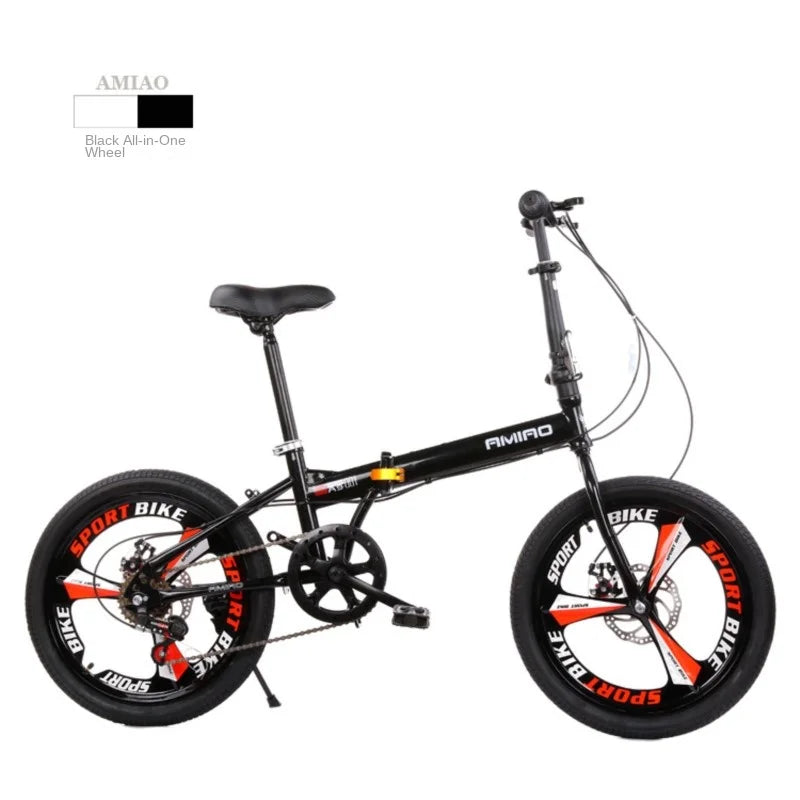Adult Folding Bicycle Ultra Lightweight Wholesale Student Bicycle Disc Brake Variable Speed Commuting Bike 20 Inches Camping